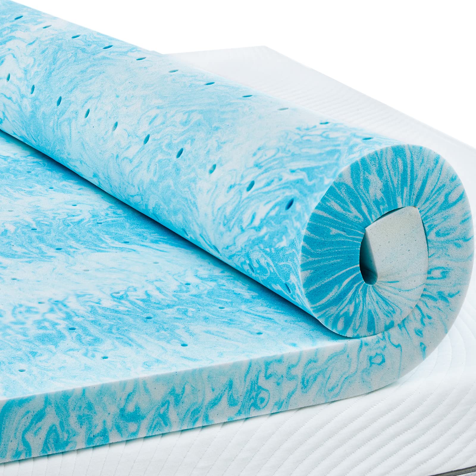 Perlecare 3 Inch Queen Memory Foam Mattress Topper, Cooling Gel Infused Mattress Pad, Ventilated Bed Topper For Pressure Relief